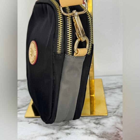 Wakati JingPin Black & Gray Nylon Crossbody Bag w/ Triple Compartments - Picture 4 of 7